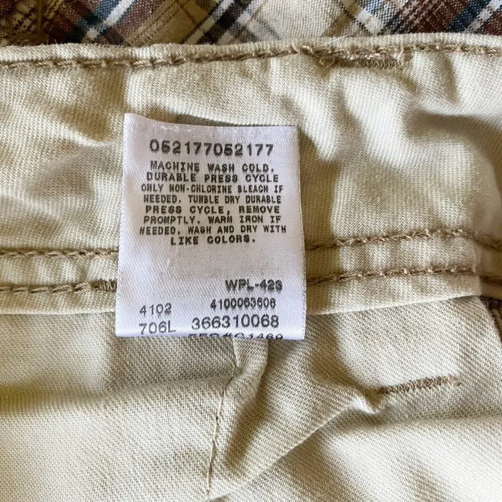 Levi's Cargo Shorts 36 Men's Beige Plaid Workwear Fishing Hiking Cotton
